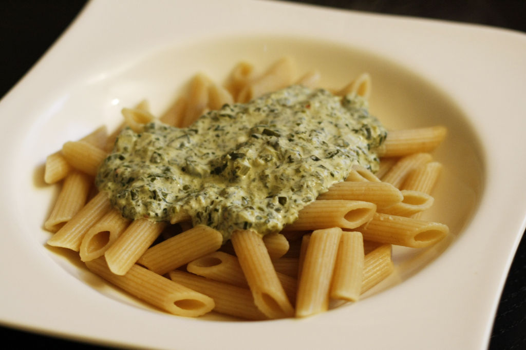 Pasta Mit Spinat-Frischkäse-Sauce - Marsmaedchen